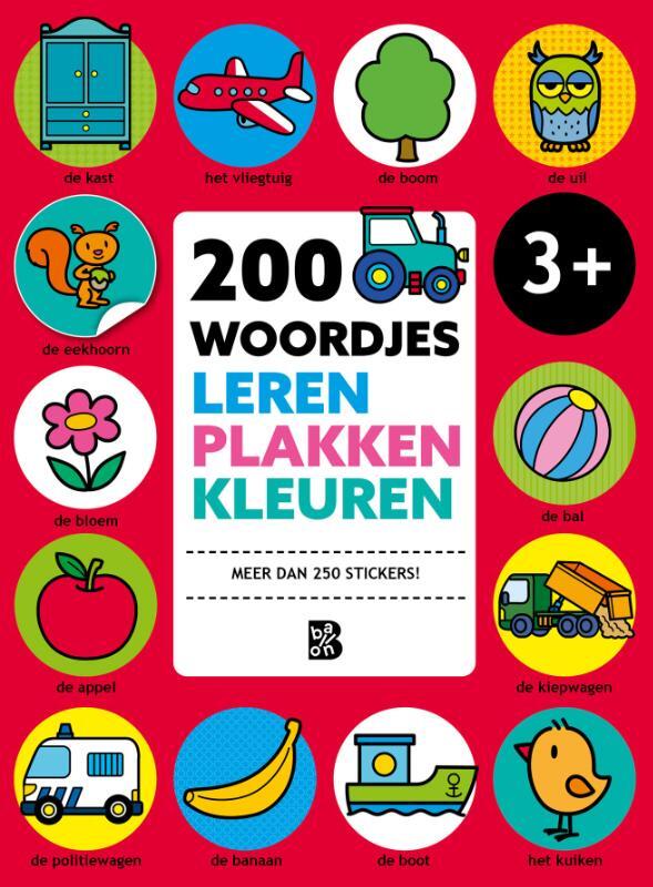 Omslag van boek: 200 woordjes leren, plakken en kleuren