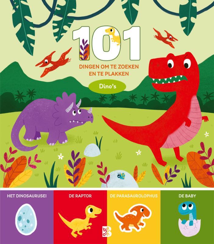 Omslag van boek: 101 dingen om te zoeken en te plakken: Dino's