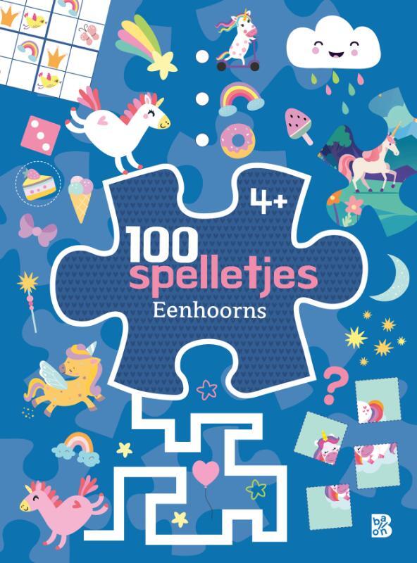 Omslag van boek: 100 spelletjes Eenhoorns