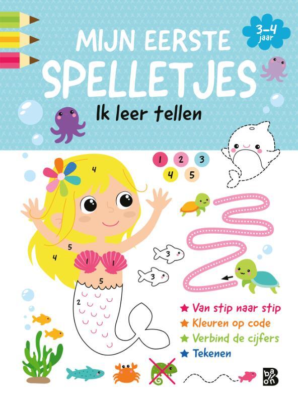 Omslag van boek: Mijn eerste spelletjesblok 3-4 jaar Ik leer tellen