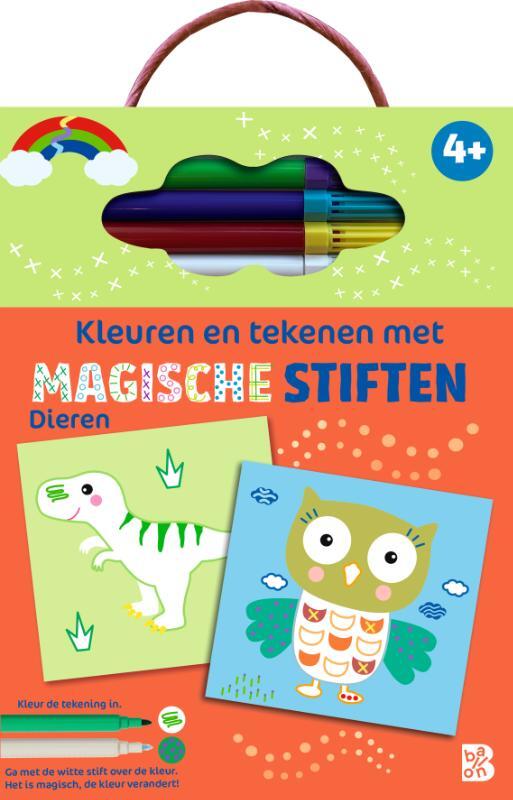 Omslag van boek: Kleuren en tekenen met magische stiften: Dieren