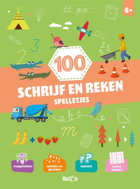 Omslag van boek: 6+100 schrijf- en rekenspelletjes